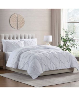 7 Piece Pinch Pleat Complete Bed in a Bag - Queen - Beige