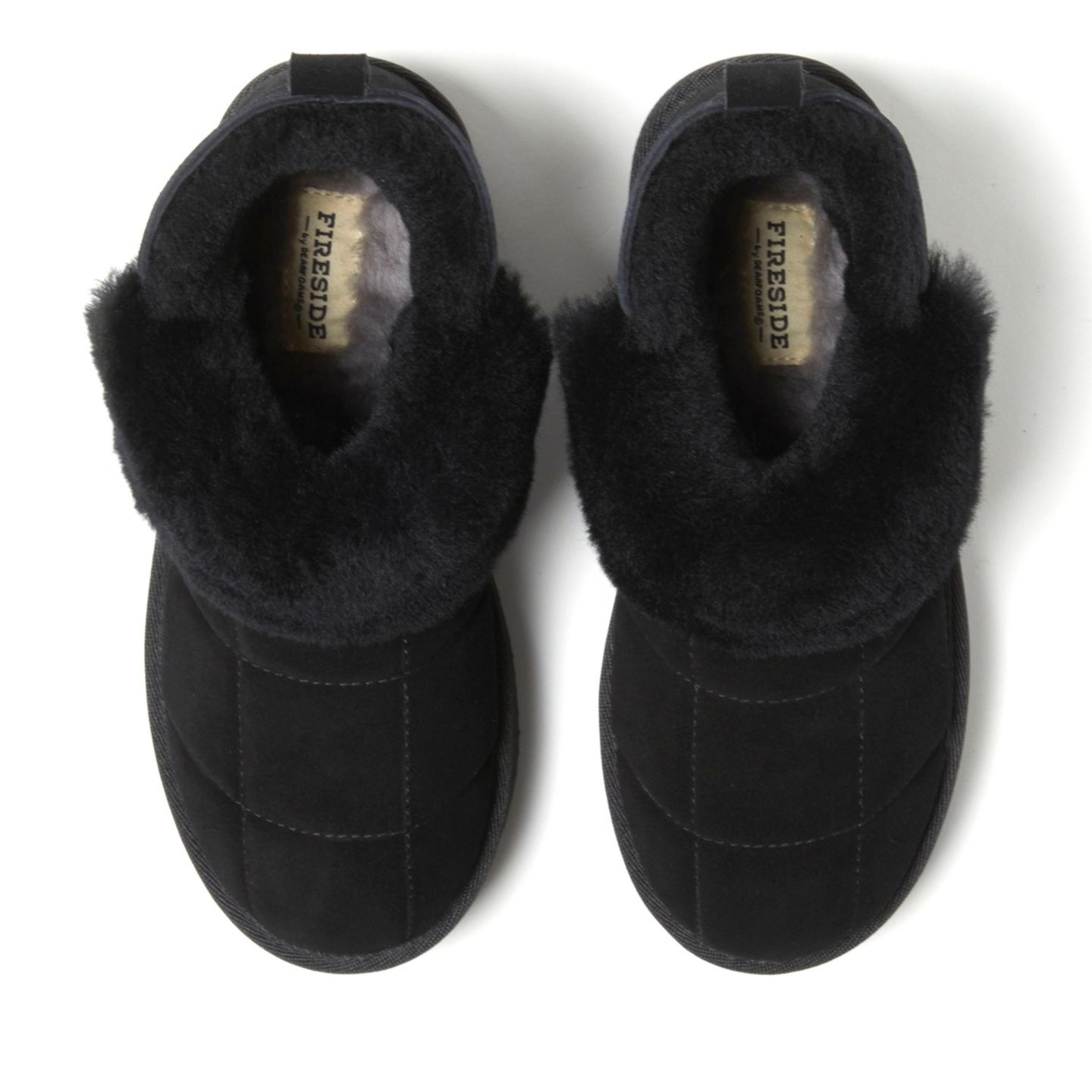 Женские стёганые ботильоны Dearfoams Fireside Bayswater на платформе из натуральной овчины, цвет: Чёрный — фото 3