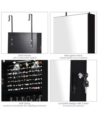 Mirrored Jewelry Cabinet Jewelry Organizer w/2 LED Lights