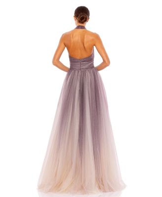 Mac Duggal◆Ombre グリッター チュール ガウン ロングドレス Mac Duggal Women's Glitter Ombre Halter Neck Ballgown - Macy's