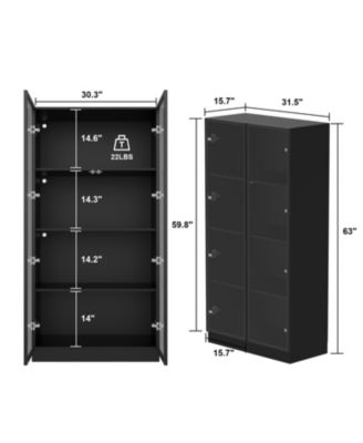 LED Lights Buffet Display Cabinet Bookcase With Glass Doors, Aluminum Framed