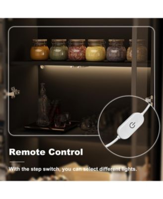 LED Lights Buffet Display Cabinet Bookcase With Glass Doors, Aluminum Framed