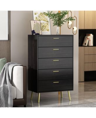 5-Drawer White Wood Chest of Drawer Accent Storage Cabinet Organizer