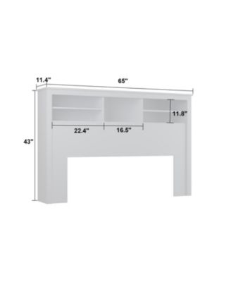 White Bookcase Headboard With Strong Storage And LED Light
