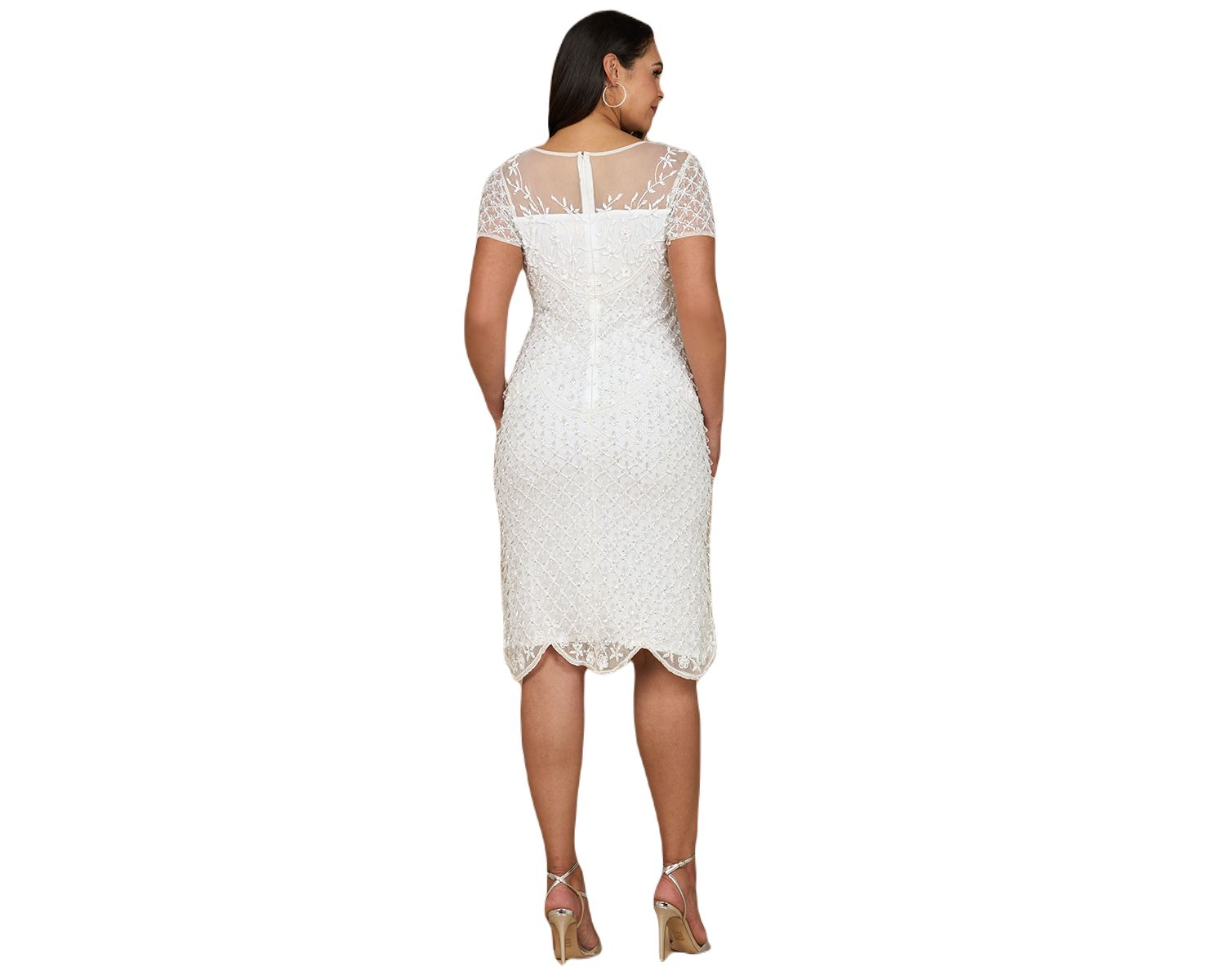 Women's Beaded Midi Dress with Cap Sleeves