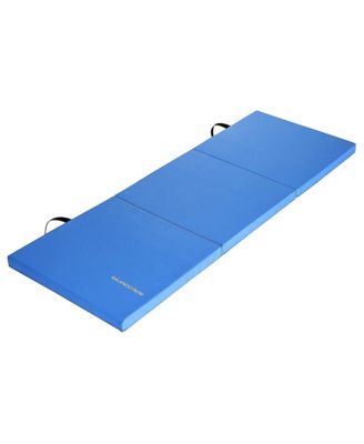 GoGym 6x2ft Folding 3 Panel Exercise Mat with Handles, Blue