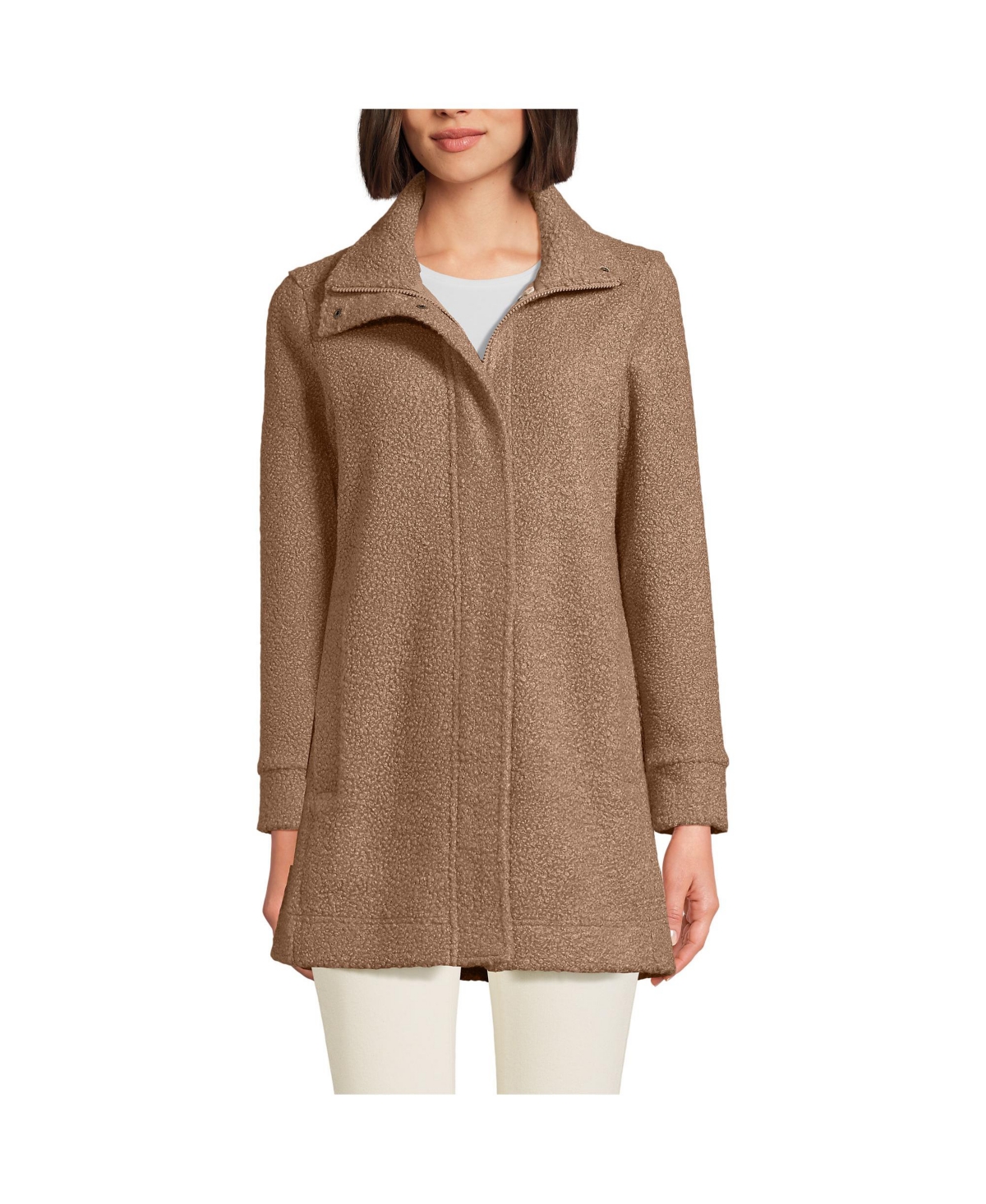 Women's Petite Boucle Fleece Coat - Pale slate blue