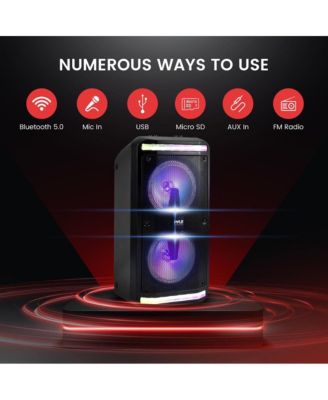 Portable PA Speaker & Microphone System With LED Party Lights, Bluetooth, & FM Radio, 600 Watt