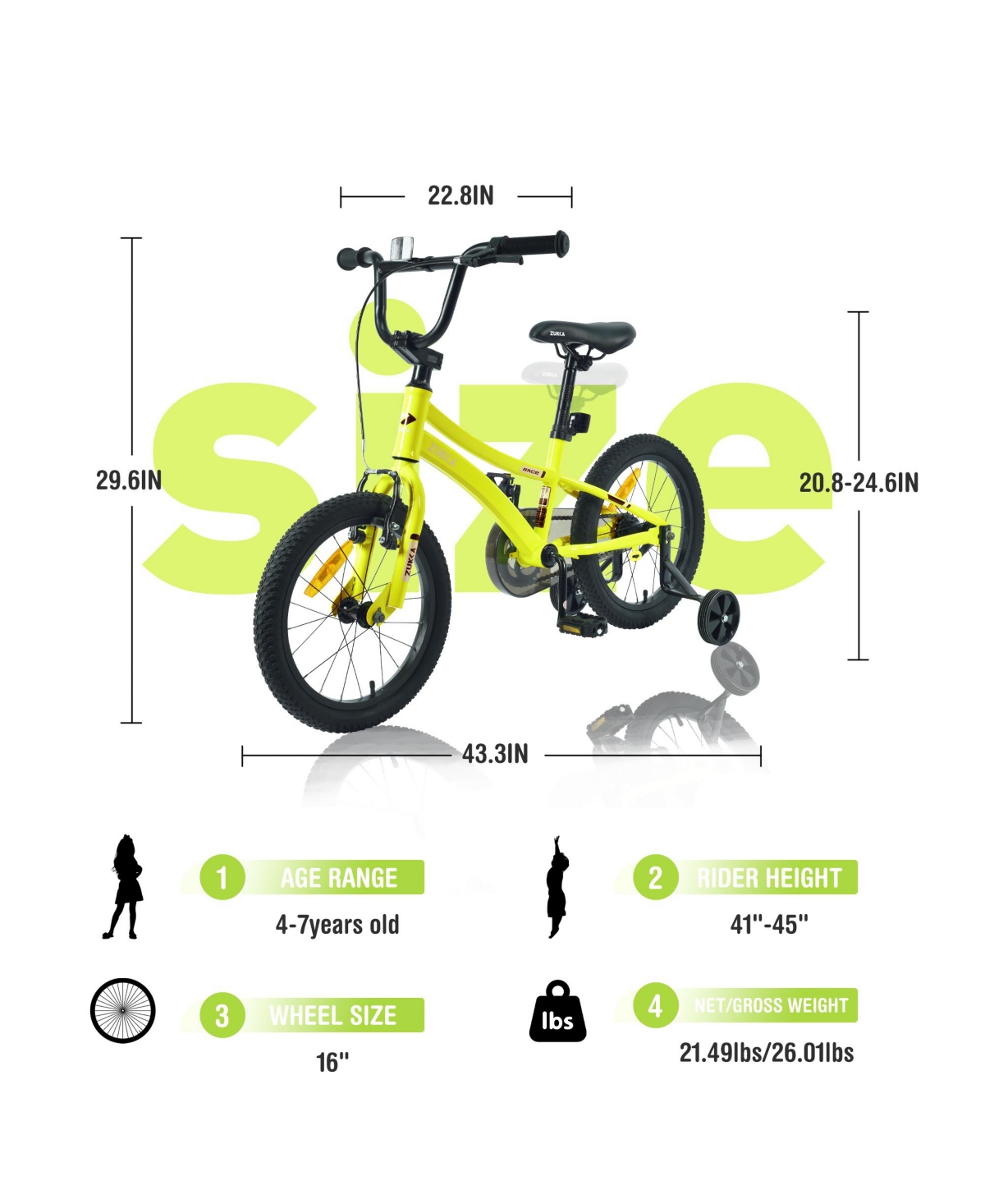 Slickblue Kids Bike - Bicycle with Training Wheels for Boys & Girls