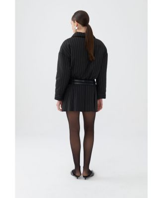 Women's Striped Padded Shoulder Jacket