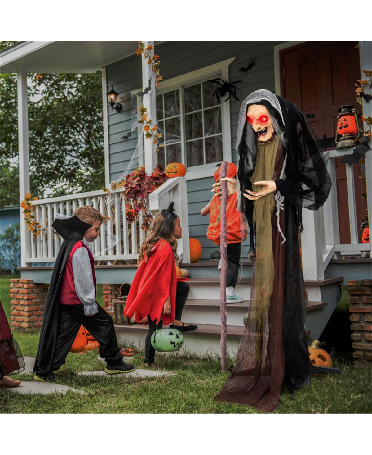 Yescom Animated Halloween Scary Witch 5FT Standing Crutch,Sound Activated Led Eyes,Party Decoration 2024