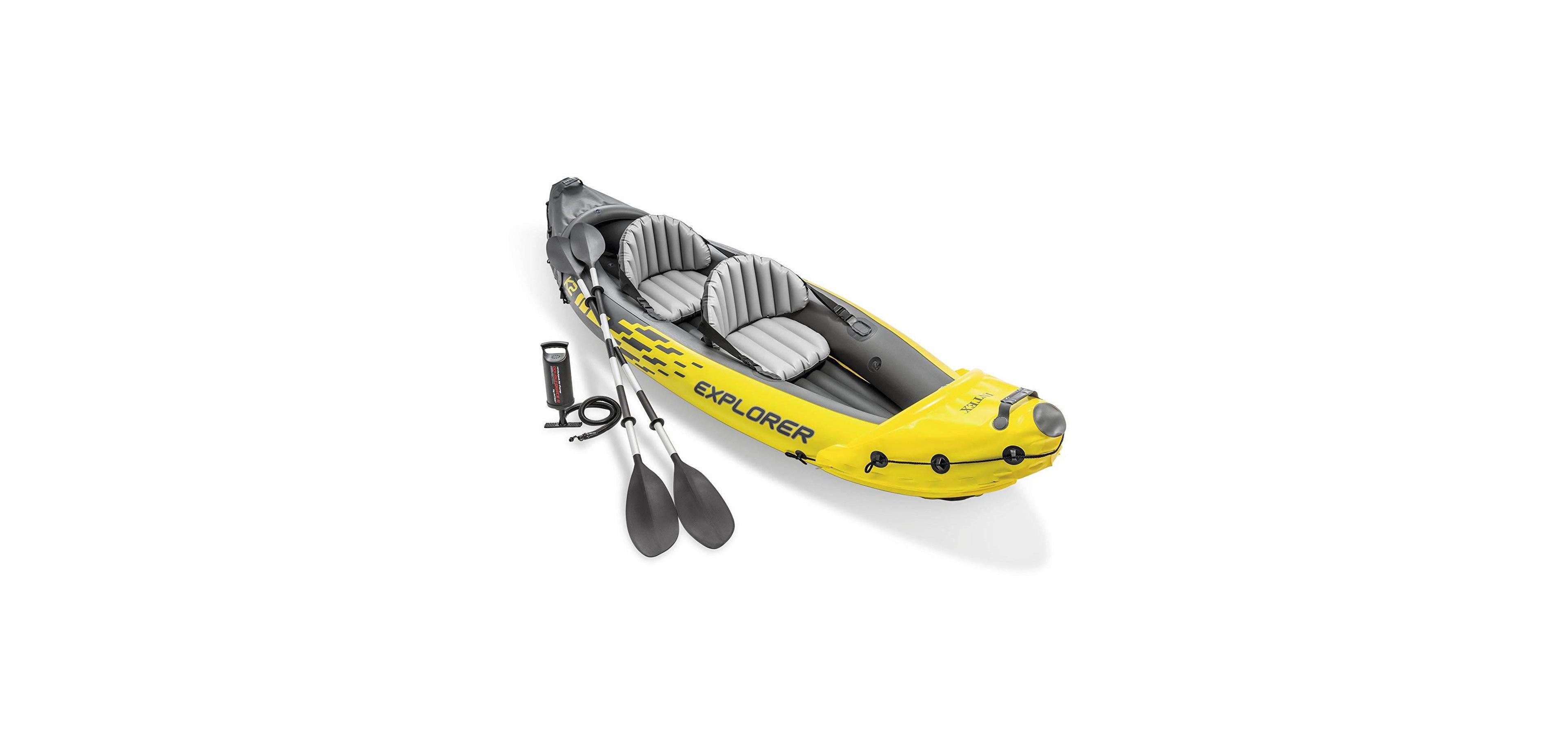 Intex Explorer K2 2-Person Inflatable Kayak Set with Oars and Air Pump, Yellow