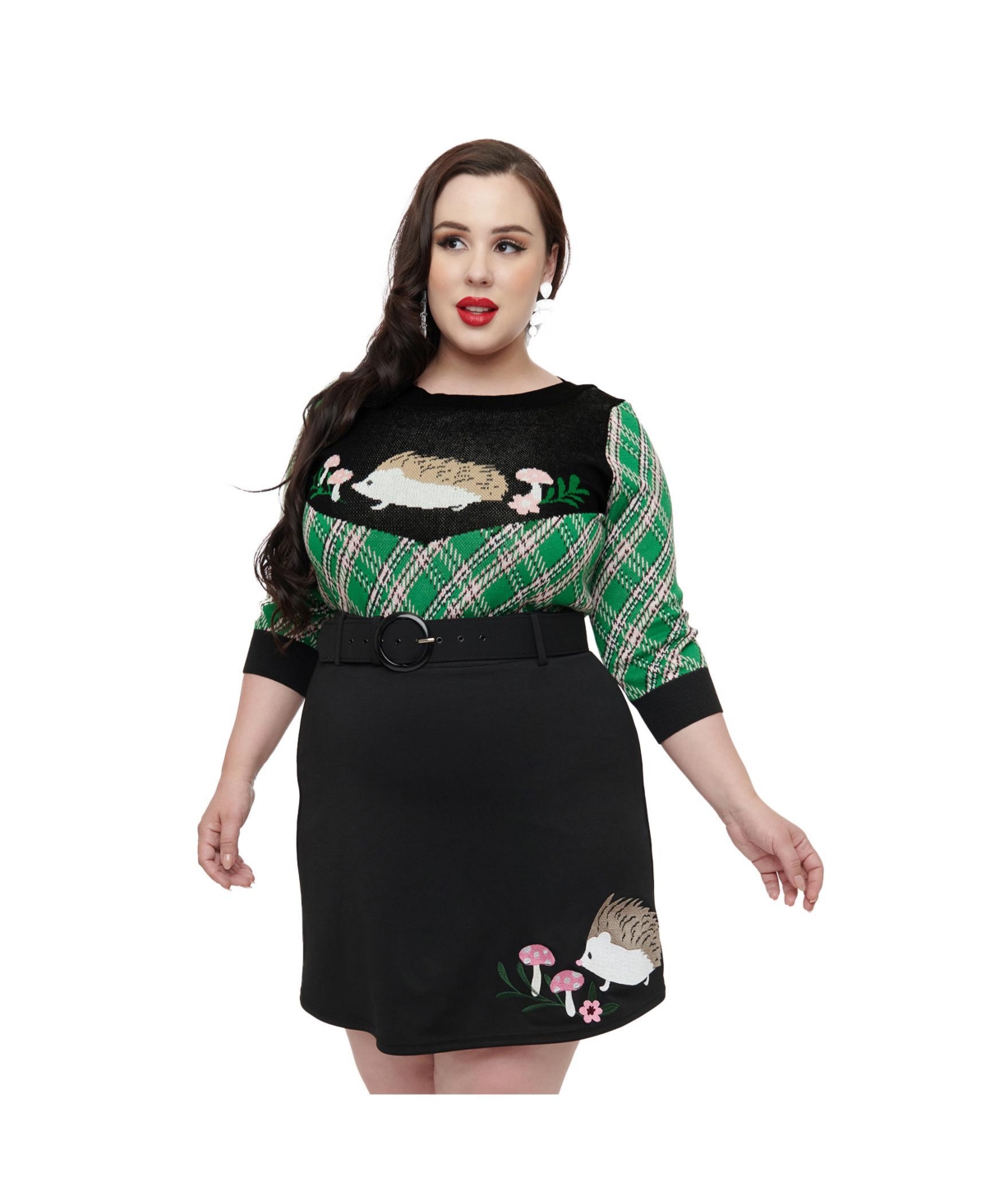 Smak Parlour Plus Size Belted Easy Does It A-Line Mini Skirt