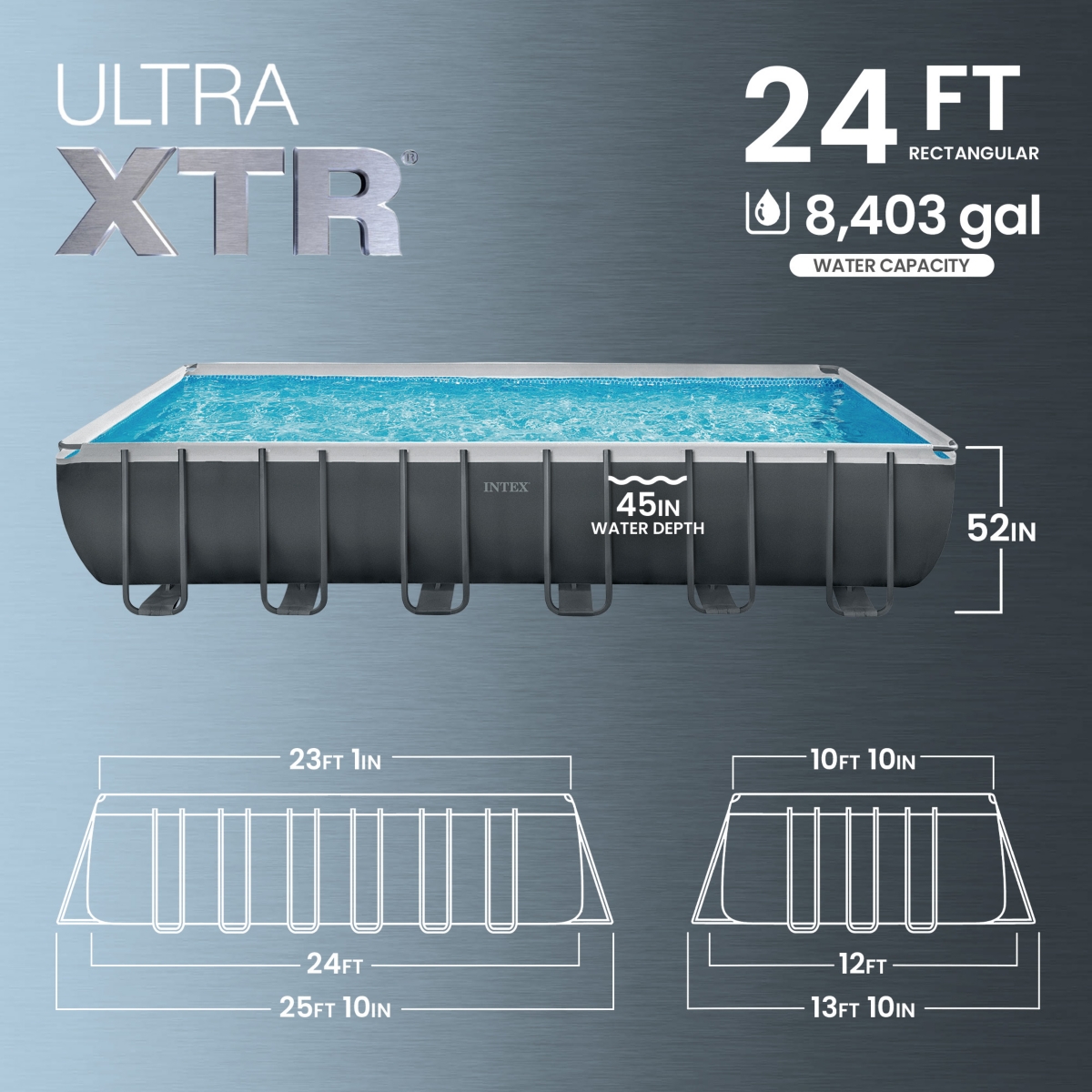 Intex 26367EH 24' x 12' x 52" Ultra Xtr Frame Swimming Pool w/ Robot Vacuum