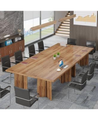 5.5FT Conference Table, 63-inch Rectangle Meeting Seminar Table, Large Wooden Business Tables for 4-6 People, Heavy Duty Pedestal
