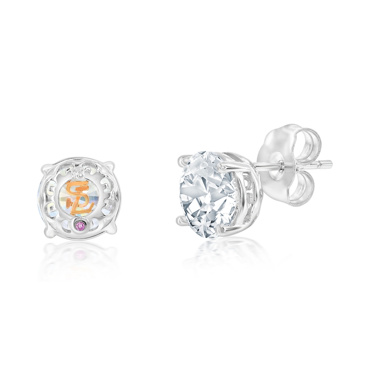 Suzy Levian New York Suzy Levian Sterling Silver Round-Cut Cubic Zirconia Earring Studs 8mm 4 cttw