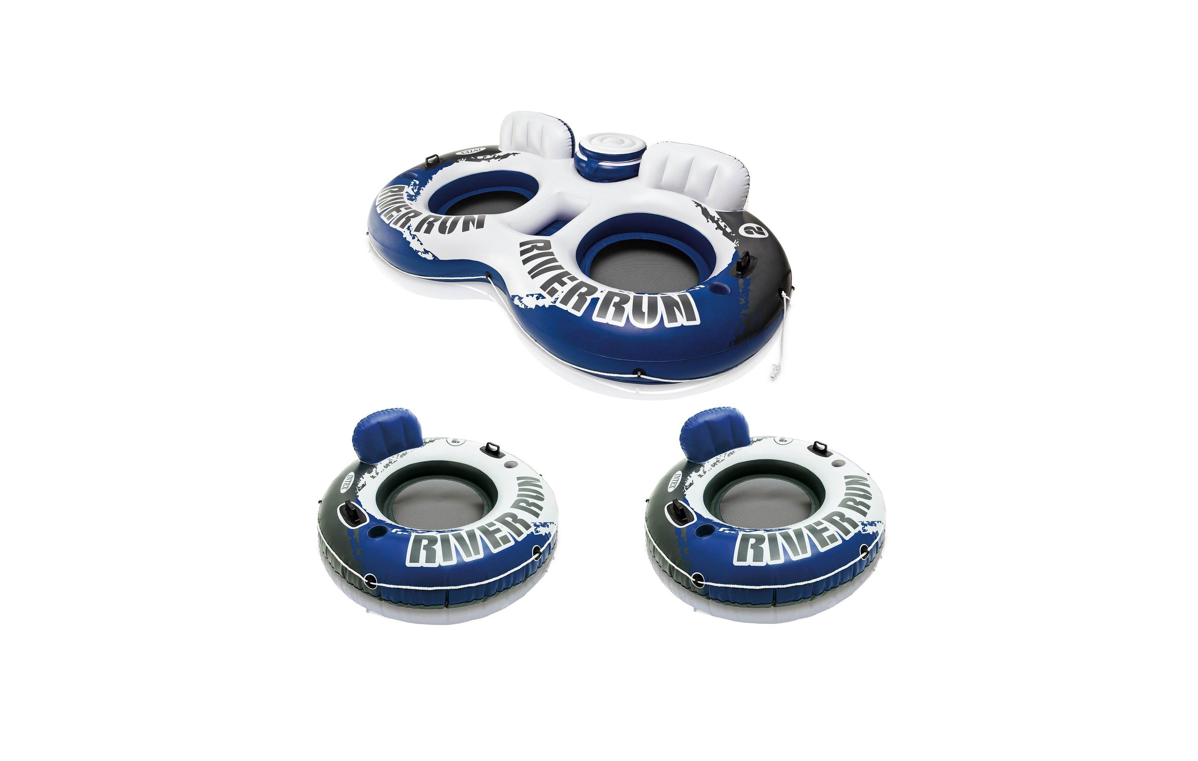 Intex River Run Inflatable Double Rider Tube & 2 River Run Single Water Floats