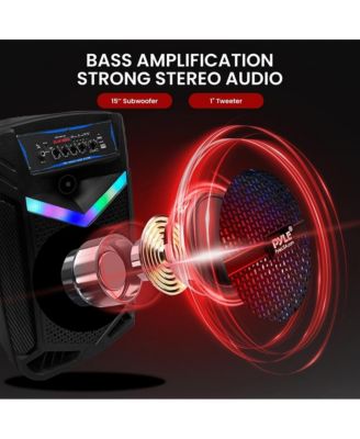 15” Bluetooth Portable PA Speaker With Rechargeable Battery, Party Lights & Microphone, 1200 Watt