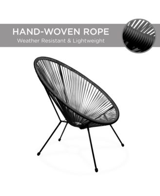 3-Piece All-Weather Patio Acapulco Bistro Furniture Set w/ Rope, Glass Top Table