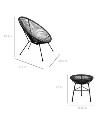 3-Piece All-Weather Patio Acapulco Bistro Furniture Set w/ Rope, Glass Top Table