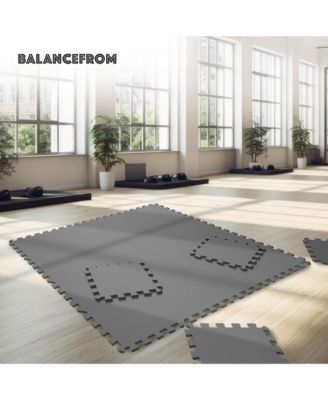 BalanceFrom Fitness 24 Sq Ft Interlocking EVA Foam Exercise Mat Tiles, Gray