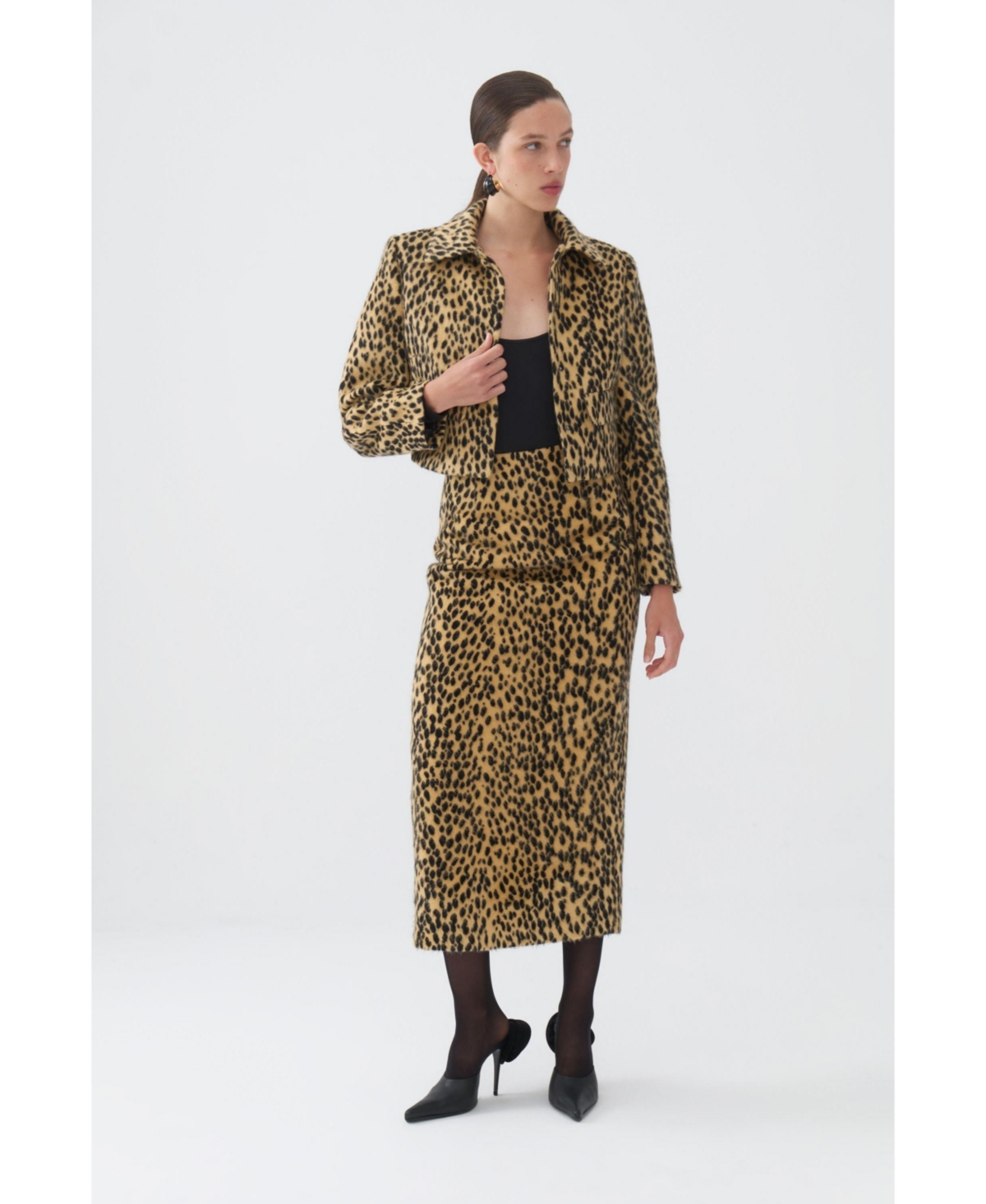 Nocturne Women's Leopard Print Crop Jacket - Multi-colored