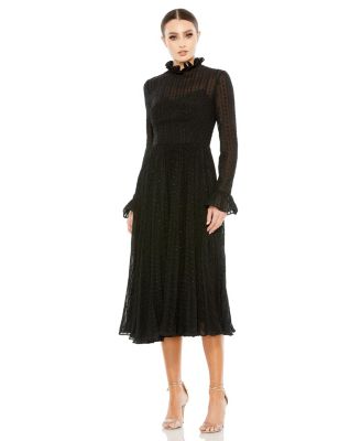 Mac Duggal Women's Embroidered Long Sleeve Ruffle Dress - Macy's