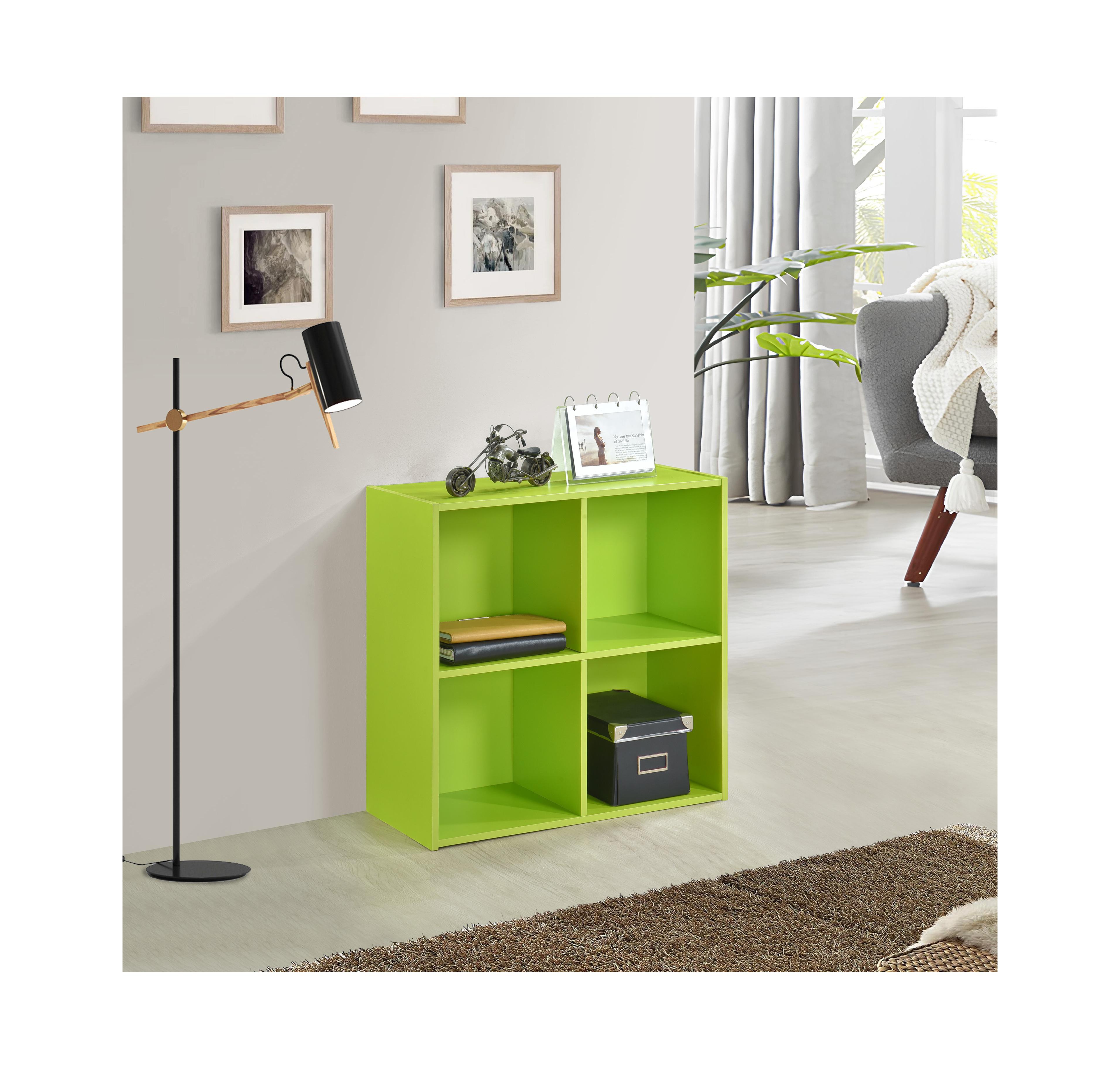Kings Brand Furniture George 4-Cube Children's Bookcase, Kids Toy Storage Shelf Organizer for Playroom, Bedroom, Nursery School