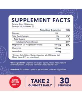 Magnesium Calming Gummies For Kids, Calming Supplement with Chamomile & Lemon Balm for Kids Sleep, MAV Nutrition, 60ct