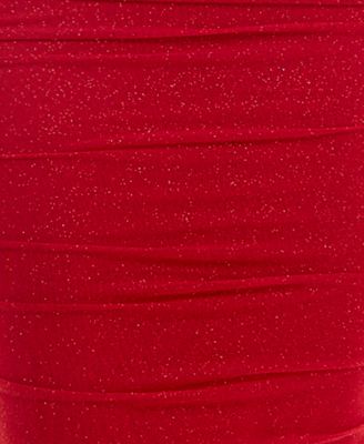 Juniors' Cold-Shoulder Glitter-Mesh Ruched Dress