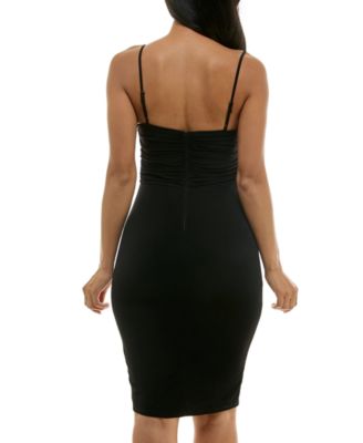 Juniors' Ruched V-Wire Bodycon Dress