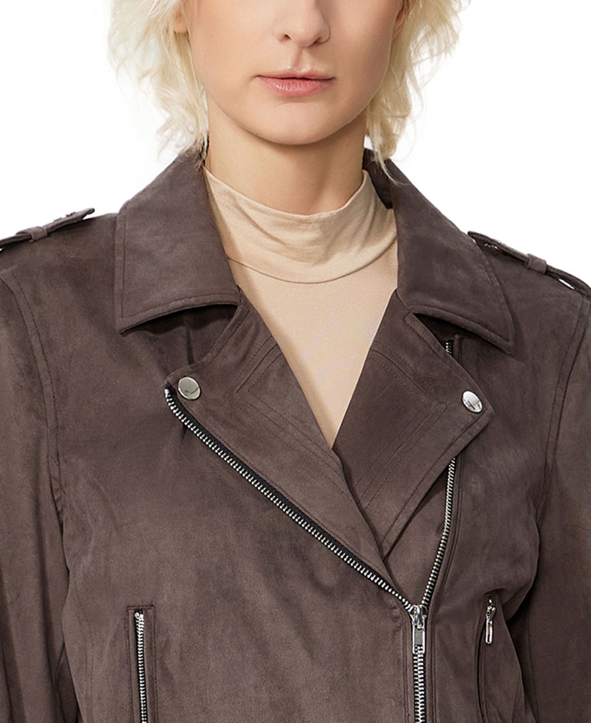 Kimi & Kai Women's Willa Faux Suede Moto Jacket In Brown
