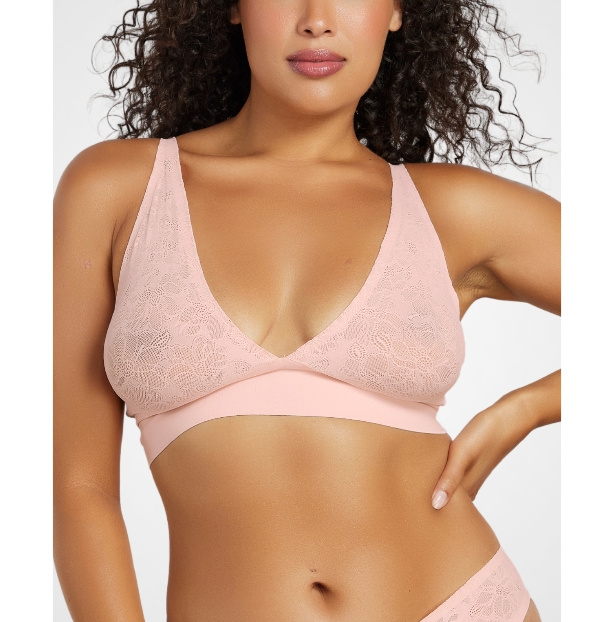 Women's Soft Lace Plunge Non-padded Bra - Rosewood