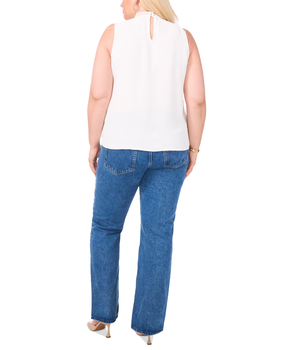 Vince Camuto Plus Size Lace-Trim Sleeveless Blouse