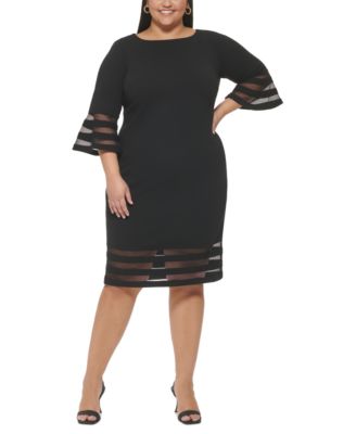 Calvin Klein - Plus Size Bell-Sleeve Boat-Neck Sheath Dress