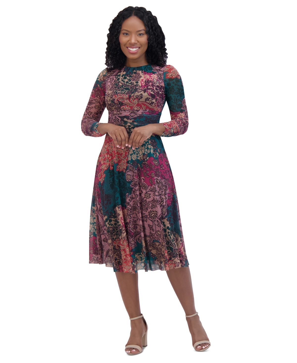 Jessica Howard Women's Paisley-Print Gathered-Waist Dress