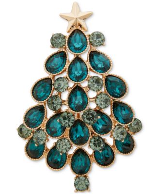 Anne Klein - Gold-Tone Tonal Stone Christmas Tree Pin