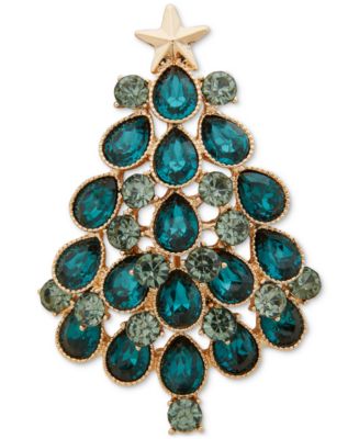 Christmas Tree Macys Brooches Anne Klein Gold-Tone Tonal Stone