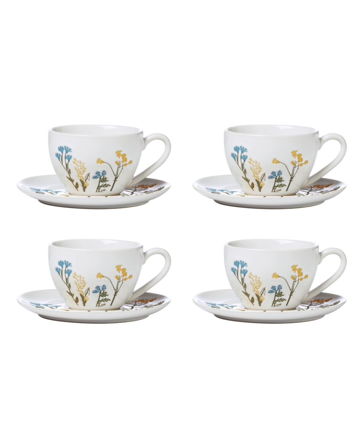 Wildflowers Espresso Cup & Saucer, Service for 4 - White