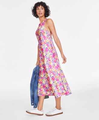 Women's Hammered Satin Sleeveless Midi Dress, Created for Macy's