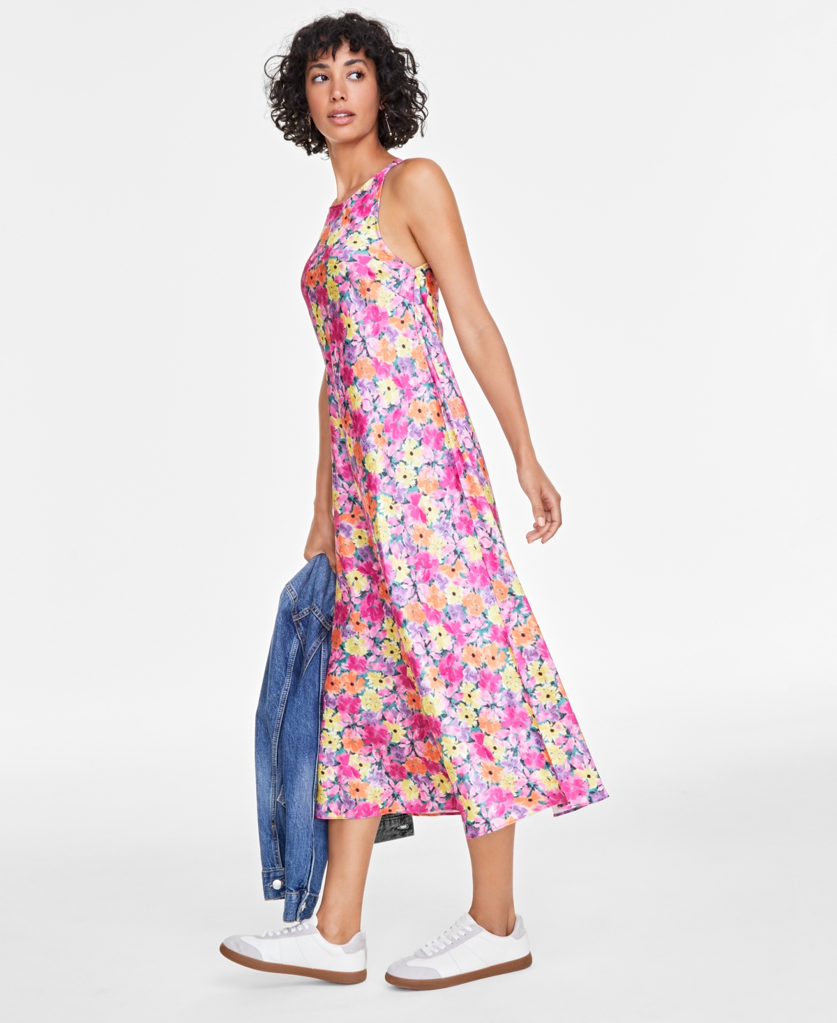ON 34TH WOMEN'S HAMMERED SATIN SLEEVELESS MIDI DRESS, CREATED FOR MACY'S 