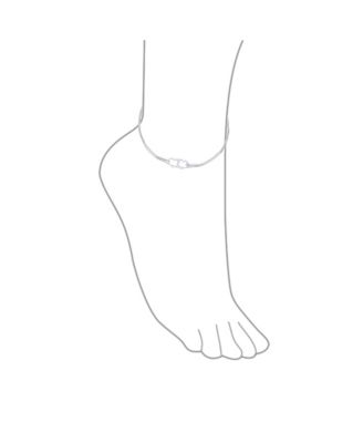 2 in 1 Set Interlocking Open Hearts Double Chain Anklet Ankle Bracelet Sterling Silver Adjustable 9 To 10 Inch With Extender