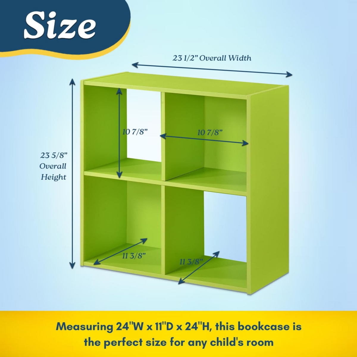 Kings Brand Furniture 4-Cube Children's Bookcase, Kids Toy Storage Shelf Organizer for Playroom, Bedroom, Nursery School