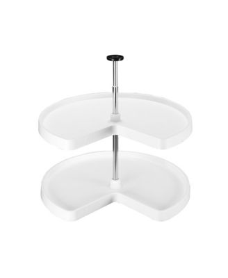 28'' Lazy Susan Kidney Polymer 2-Shelf, White, 3472-28-11-52