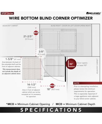 18'' Pullout Blind Corner Kitchen Cabinet Organizer, 5PSP-18-CR