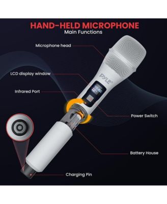 UHF Wireless Microphone System, 2 USB Rechargeable Handheld Mics, Fixed Frequency