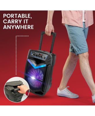 10” Bluetooth Portable PA Speaker With Rechargeable Battery, Party Lights & Microphone, 600 Watt