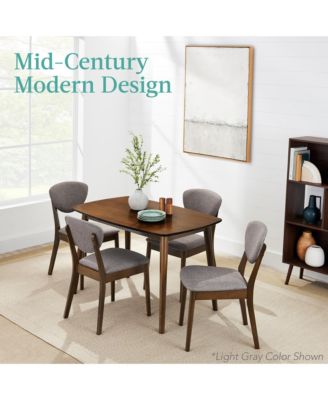 5-Piece Compact Mid-Century Dining Set with Wooden Table and Padded Chairs