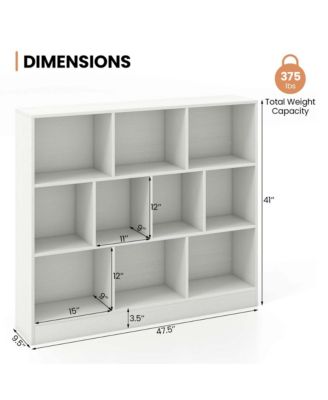 10-Cube Wooden Bookcase Toy Storage Organizer for Kids Room