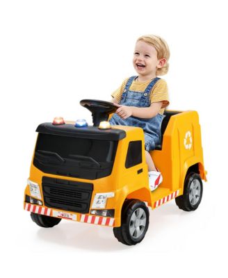 12V Recycling Garbage Truck Electric Ride On Toy Remote w/Recycling Accessories Yellow